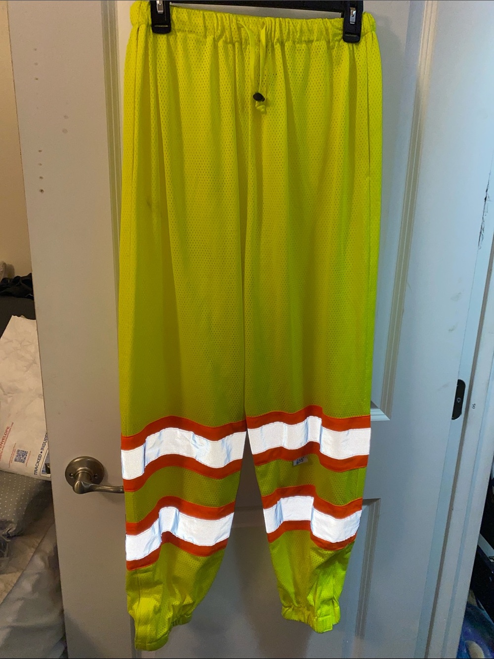 High-Visibility Mens Safety Work Pants in Lime Yellow with Reflective Stripes